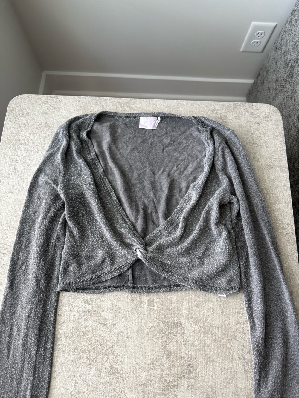 Urban Outfitters Gray Long Sleeve Twist Front Top
